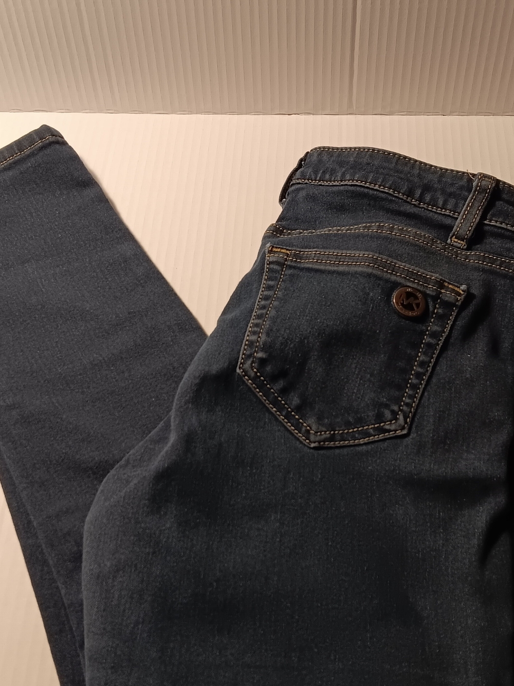 Michael Kors Women's Dark Blue Skinny Jeans with Branded Back Pocket